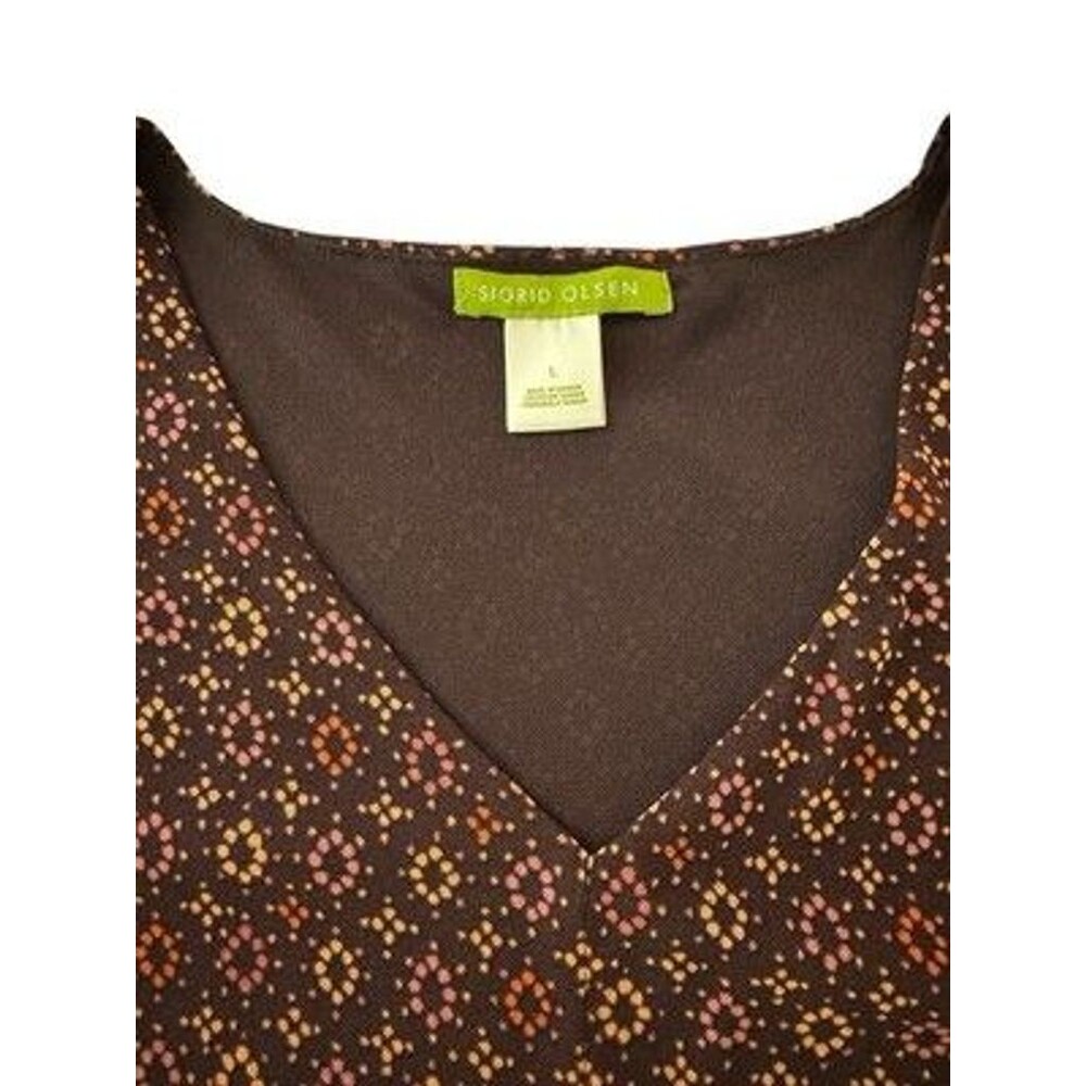 Sigrid Olsen Brown Dressy Sleeveless V-Neck Tank Size Large - Picture 3 of 4